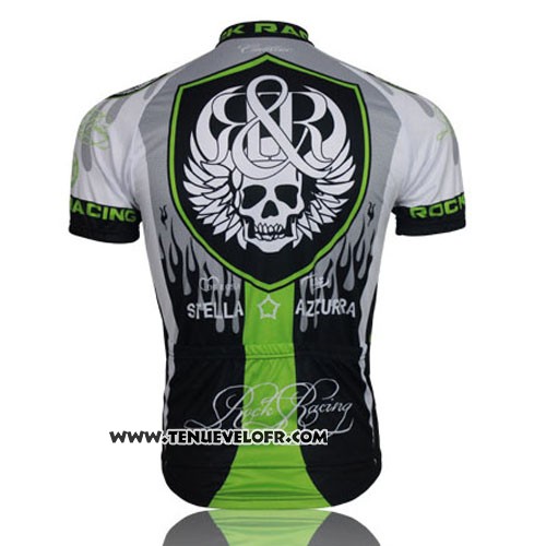 2013 Maillot Ciclismo Rock Racing Noir et Vert Manches Courtes et Cuissard